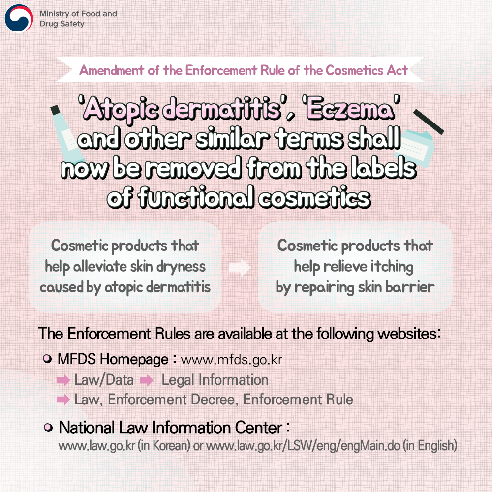 Amendment of the Enforcement Rule of the Cosmetic Act