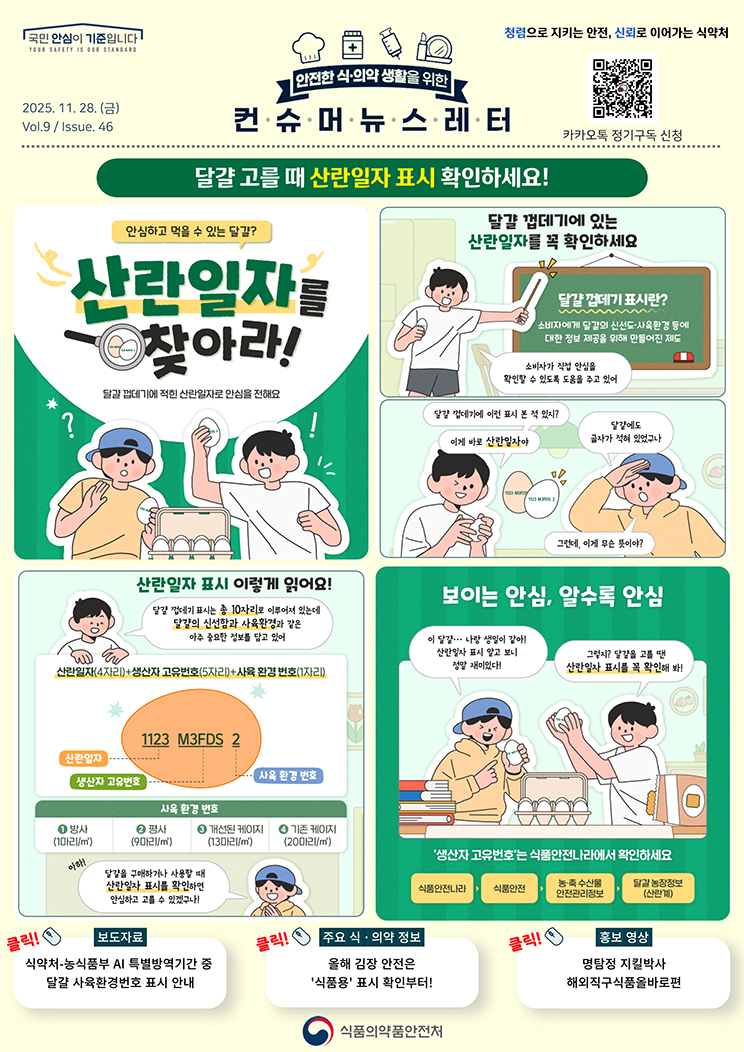 [컨슈머 뉴스레터] 달걀 고를 때 산란일자 표시 확인하세요!