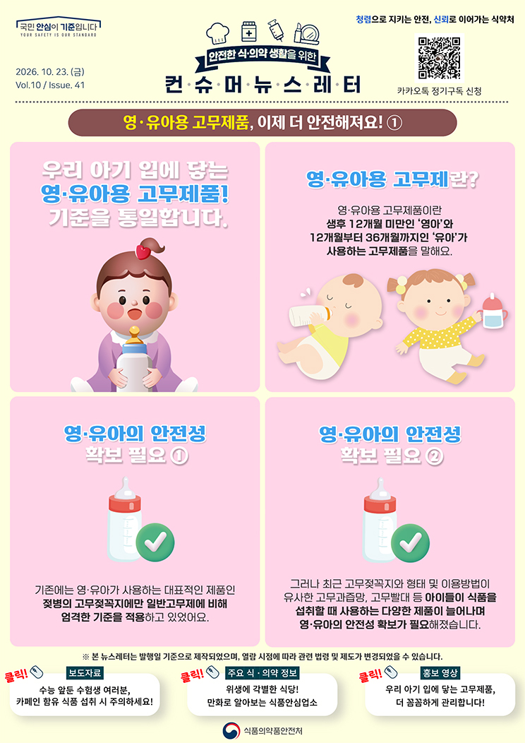 [컨슈머뉴스레터] 영·유아용 고무제품, 이제 더 안전해져요!