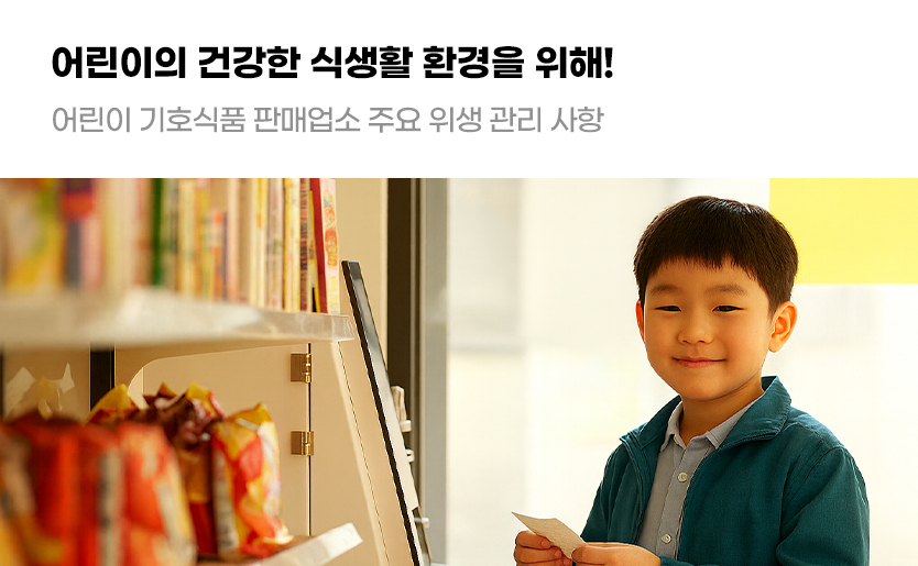 어린이의 건강한 식생활 환경을 위해! 어린이 기호식품 판매업소 주요 위생 관리 사항